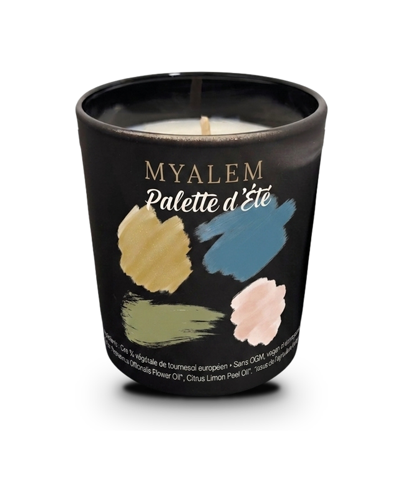 Bougie parfumée Myalem Palette d'Été, verre noir